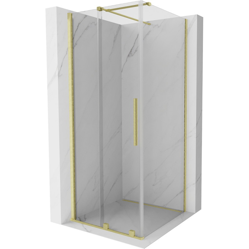 Mexen Velar Schiebetür-Duschkabine 100 x 100 cm, transparent, gebürstetes Gold - 871-100-100-01-55