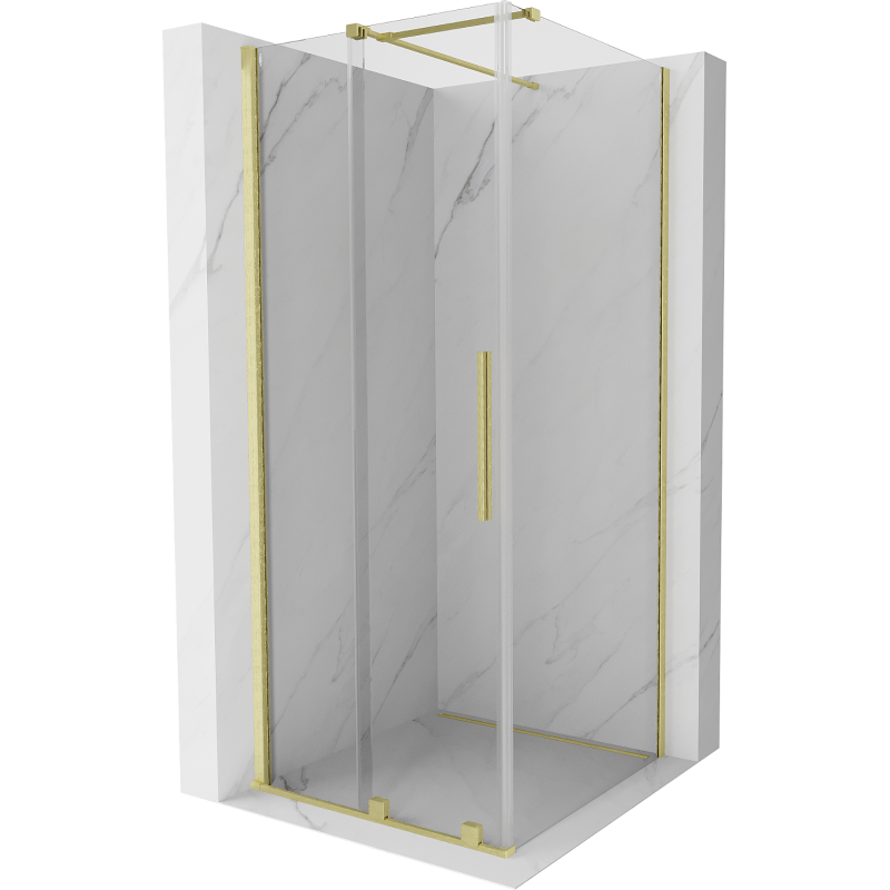 Mexen Velar Duschkabine, Schiebetür 110 x 110 cm, transparent, gebürstetes Gold - 871-110-110-01-55