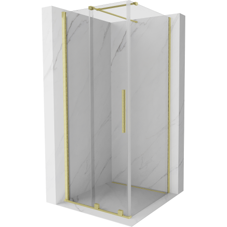 Mexen Velar Duschkabine, Schiebetür 110 x 110 cm, transparent, gebürstetes Gold - 871-110-110-01-55