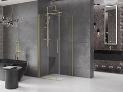 Mexen Velar Duschkabine, Schiebetür 110 x 110 cm, transparent, gebürstetes Gold - 871-110-110-01-55
