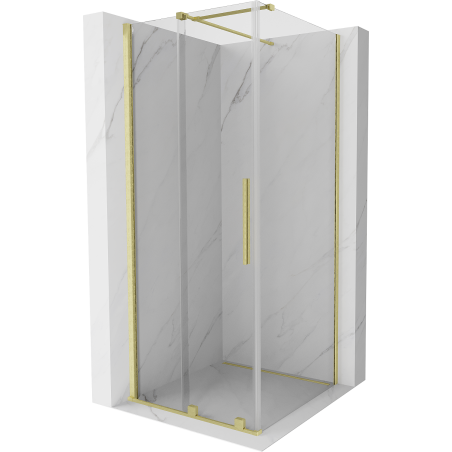 Mexen Velar Duschkabine, Schiebetür 120 x 120 cm, transparent, gebürstetes Gold - 871-120-120-01-55