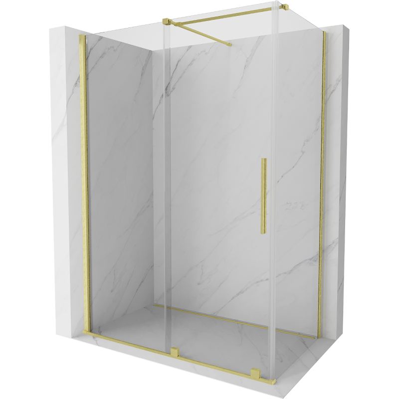 Mexen Velar Schiebedusche 130 x 75 cm, transparent, gebürstetes Gold - 871-130-075-01-55