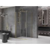 Mexen Velar Duschkabine Schiebetür 130 x 80 cm, transparent, gebürstetes Gold - 871-130-080-01-55