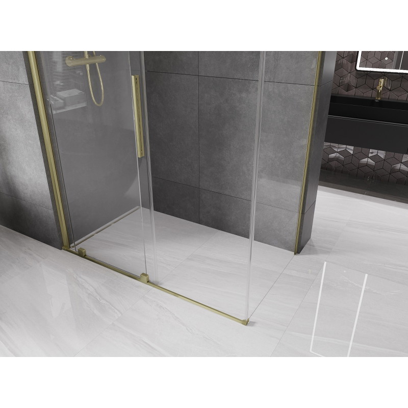 Mexen Velar Schiebeduschkabine 140 x 70 cm, transparent, gold gebürstet - 871-140-070-01-55