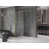 Mexen Velar Schiebetür-Duschkabine 140 x 80 cm, transparent, gebürstetes Gold - 871-140-080-01-55