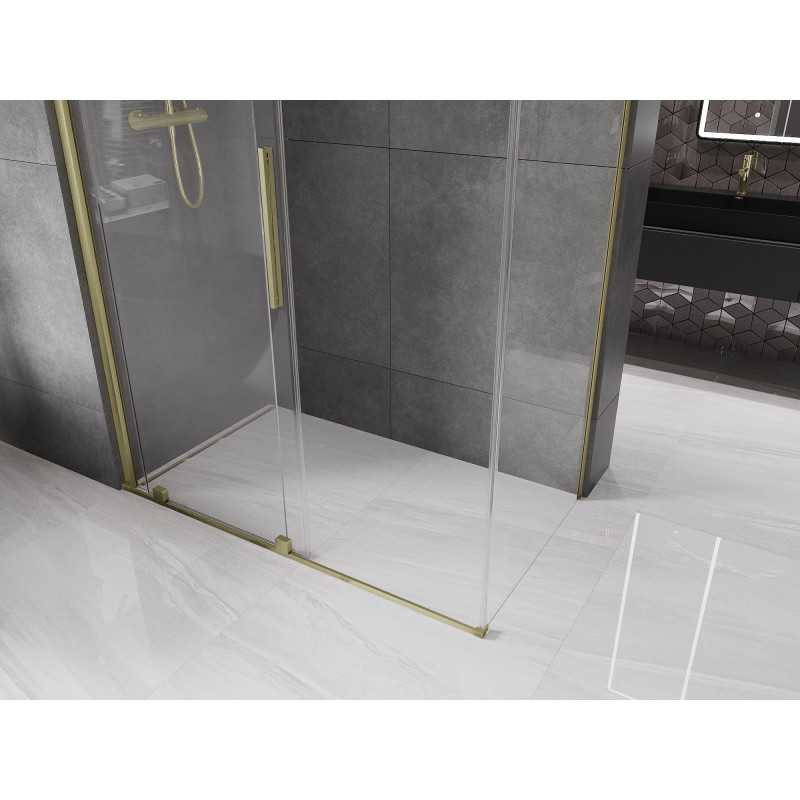 Mexen Velar Duschkabine schiebbar 150 x 70 cm, transparent, gold gebürstet - 871-150-070-01-55