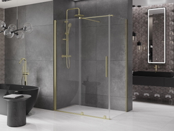 Mexen Velar Schiebeduschkabine 150 x 75 cm, transparent, gold gebürstet - 871-150-075-01-55