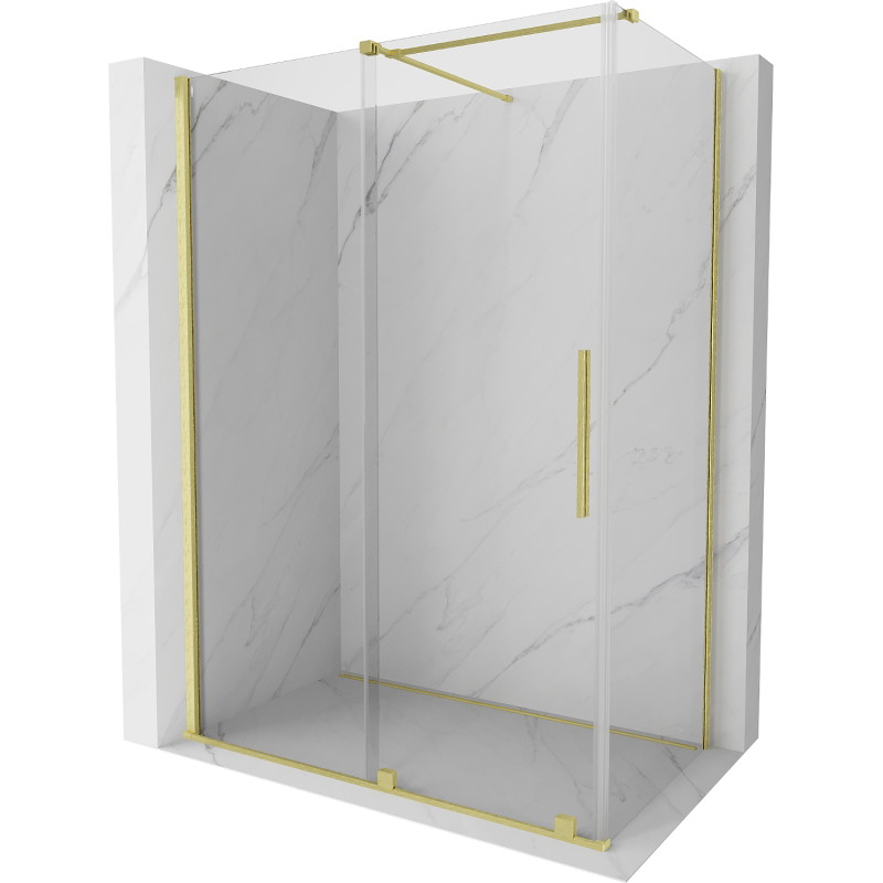 Mexen Velar Schiebeduschkabine 150 x 80 cm, transparent, gebürstetes Gold - 871-150-080-01-55