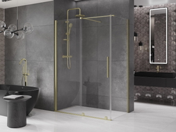 Mexen Velar Duschkabine verschiebbar 160 x 75 cm, transparent, gold gebürstet - 871-160-075-01-55