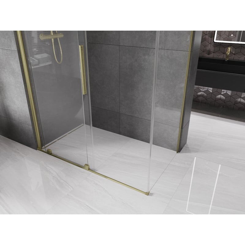 Mexen Velar Duschkabine Schiebetür 160 x 80 cm, transparent, gebürstetes Gold - 871-160-080-01-55