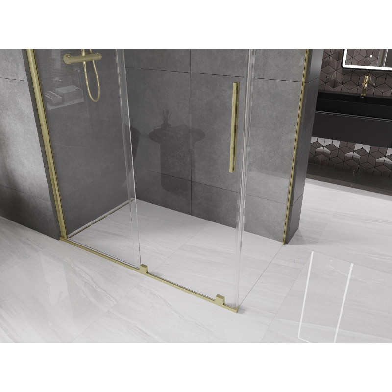 Mexen Velar Schiebedusche 160 x 90 cm, transparent, gebürstetes Gold - 871-160-090-01-55