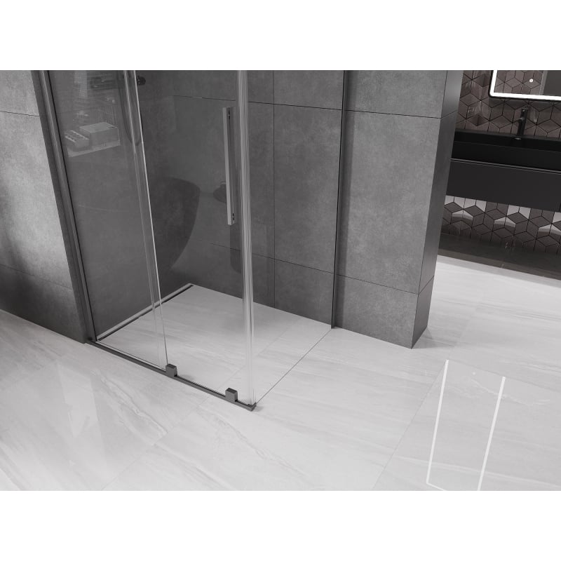 Mexen Velar Schiebetür-Duschkabine 90 x 80 cm, transparent, gun gray gebürstet - 871-090-080-01-66
