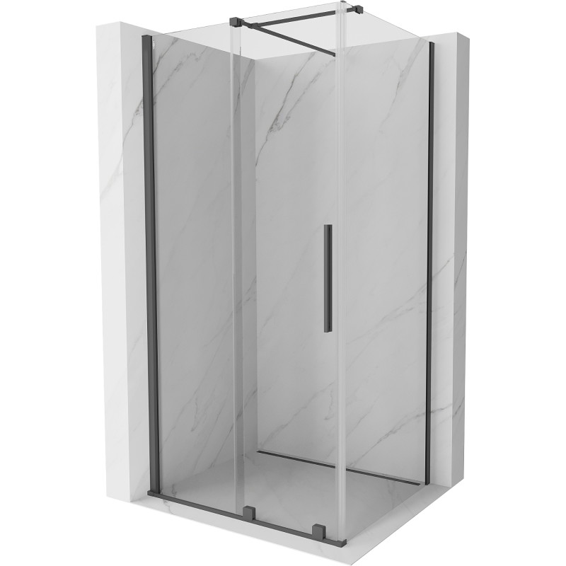 Mexen Velar Schiebeduschkabine 100 x 70 cm, transparent, gebürstetes Gun Gray - 871-100-070-01-66