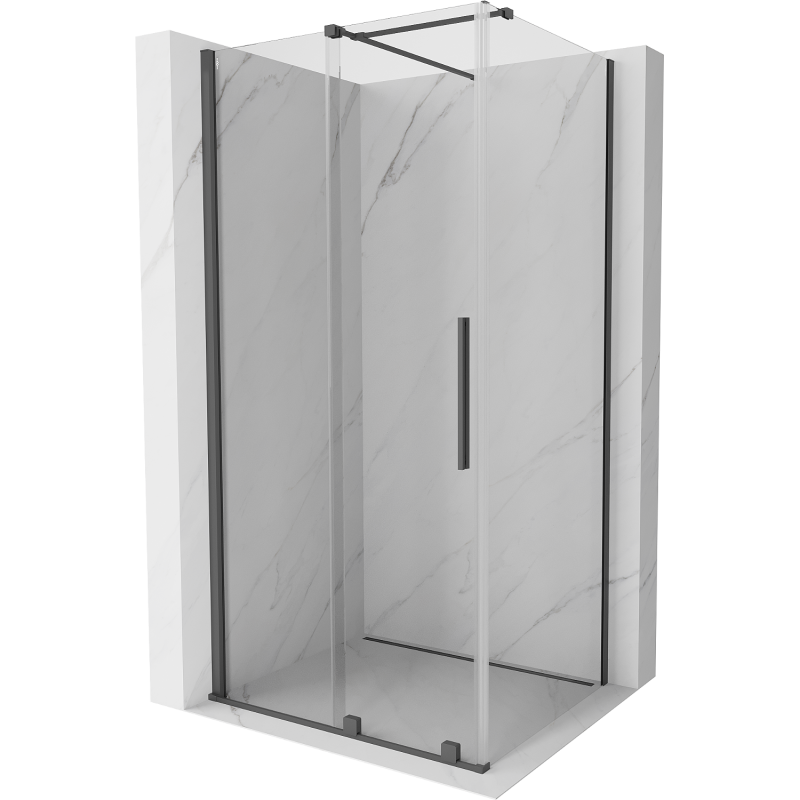 Mexen Velar Duschkabine schiebbar 120 x 100 cm, transparent, gebürstet Gun Gray - 871-120-100-01-66