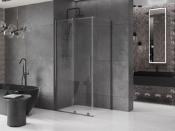 Mexen Velar Duschkabine, Schiebetür 130 x 85 cm, transparent, gebürstet, Waffengrau - 871-130-085-01-66