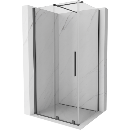Mexen Velar Schiebeduschkabine 140 x 90 cm, transparent, gebürstetes Gun Gray - 871-140-090-01-66