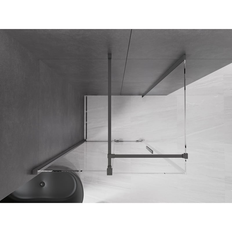 Mexen Velar Duschkabine zum Schieben 140 x 100 cm, transparent, gebürstetes Kanonengrau - 871-140-100-01-66