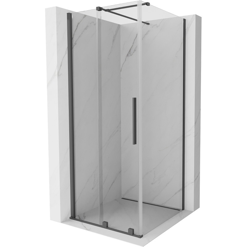 Mexen Velar Schiebedusche 90 x 90 cm, transparent, gebürstetes Gun Gray - 871-090-090-01-66