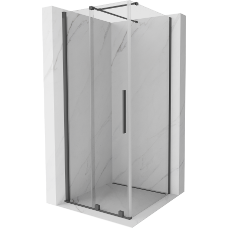 Mexen Velar Duschkabine zum Schieben 100 x 100 cm, transparent, gun gray gebürstet - 871-100-100-01-66