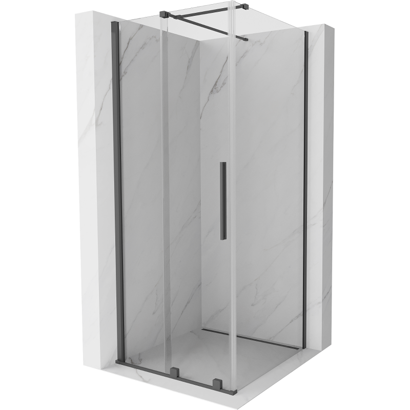Mexen Velar Duschkabine, Schiebetür 110 x 110 cm, transparent, gun gray gebürstet - 871-110-110-01-66