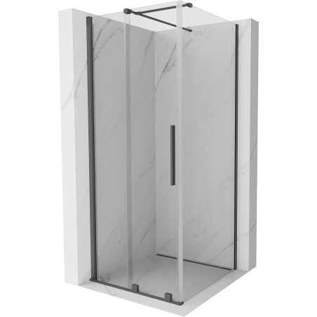 Mexen Velar Duschkabine, Schiebetür 110 x 110 cm, transparent, gun gray gebürstet - 871-110-110-01-66