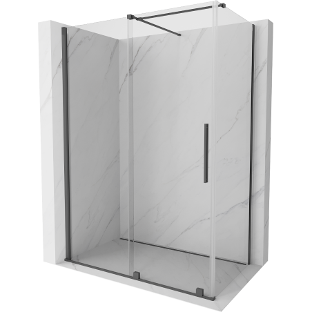 Mexen Velar Duschkabine Schiebetür 130 x 75 cm, transparent, gebürstetes Gun Gray - 871-130-075-01-66