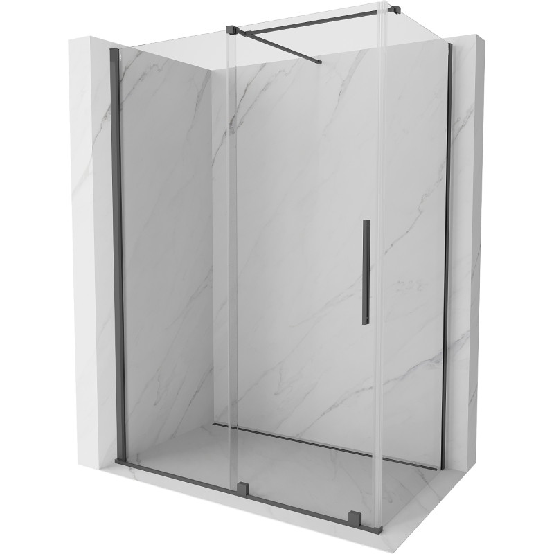 Mexen Velar Schiebedusche 140 x 80 cm, transparent, gebürstetes Gun Gray - 871-140-080-01-66