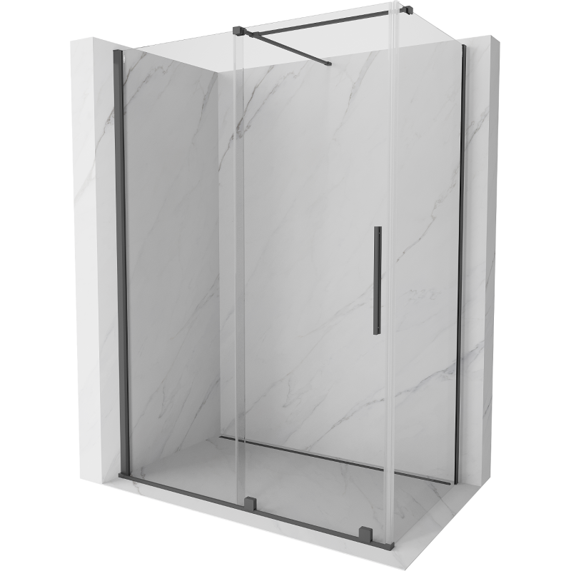 Mexen Velar Duschkabine schiebbar 140 x 85 cm, transparent, gebürstet gun gray - 871-140-085-01-66