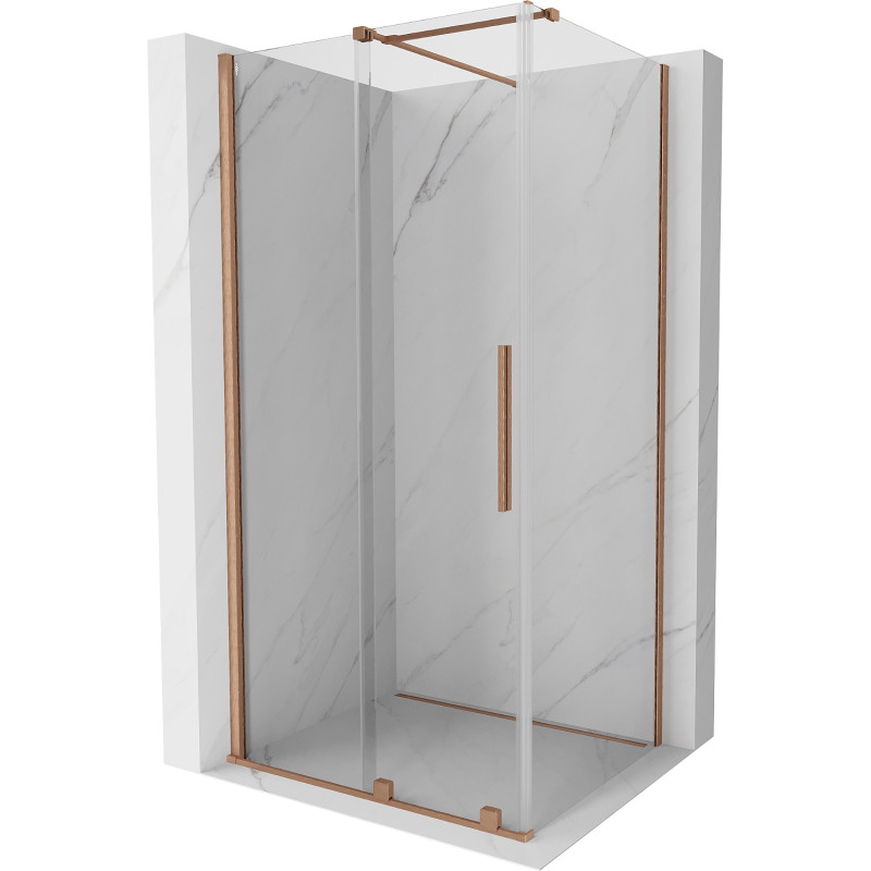 Mexen Velar Schiebeduschkabine 90 x 75 cm, transparent, gebürstetes Kupfer - 871-090-075-01-65