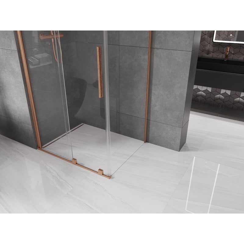 Mexen Velar Duschkabine Schiebetür 100 x 80 cm, transparent, gebürstetes Kupfer - 871-100-080-01-65
