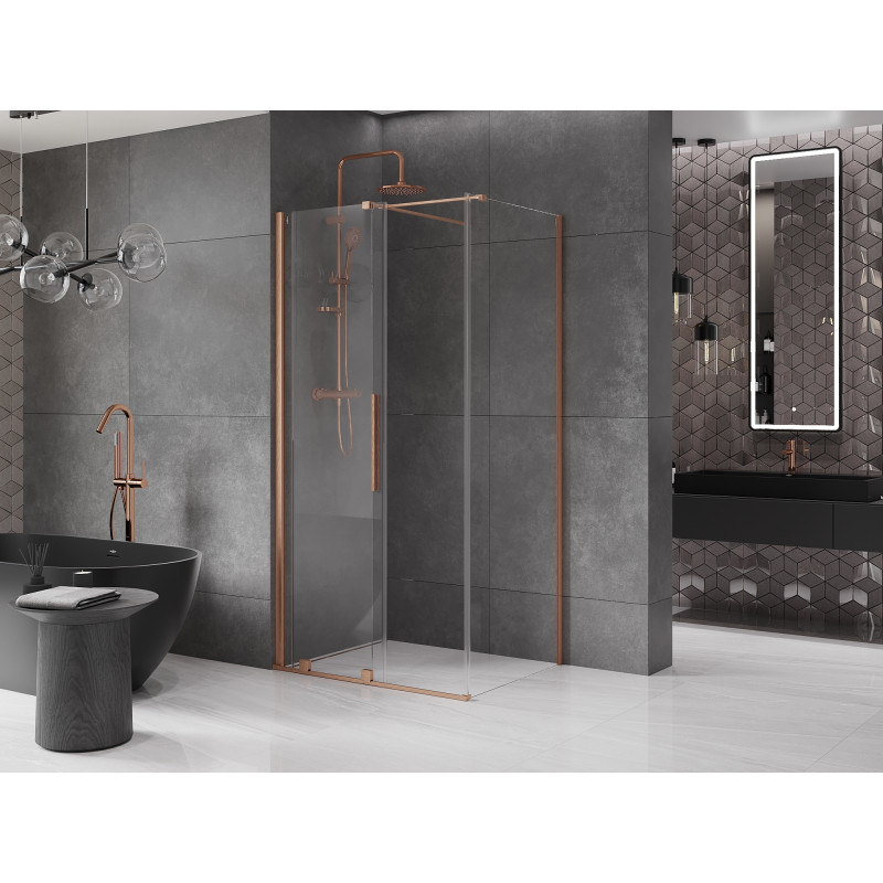 Mexen Velar verschiebbare Duschkabine 110 x 85 cm, transparent, gebürstetes Kupfer - 871-110-085-01-65