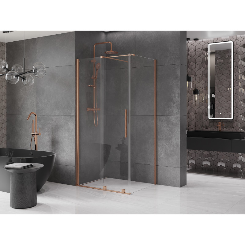 Mexen Velar Duschkabine, 110 x 120 cm, transparent, gebürstetes Kupfer - 871-110-120-01-65