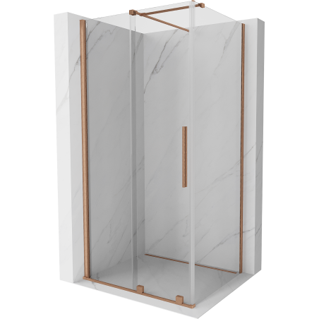 Mexen Velar Schiebeduschkabine 130 x 80 cm, transparent, gebürstetes Kupfer - 871-130-080-01-65