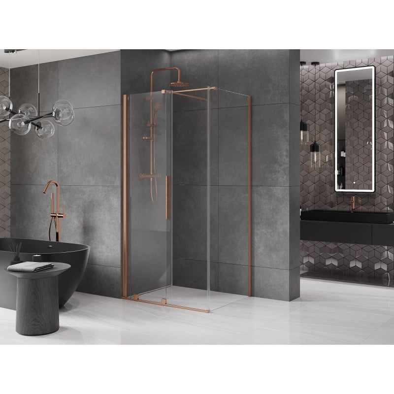 Mexen Velar Duschkabine, Schiebetür 130 x 100 cm, transparent, gebürstetes Kupfer - 871-130-100-01-65