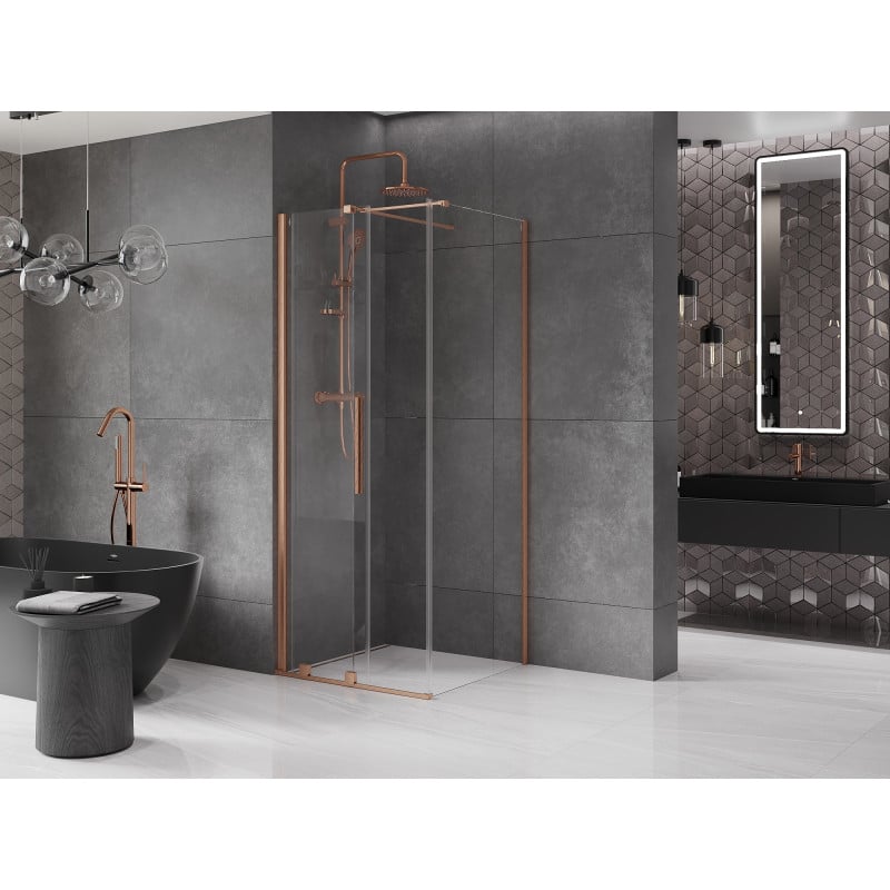 Mexen Velar Duschkabine Schiebetür 90 x 90 cm, transparent, gebürstetes Kupfer - 871-090-090-01-65