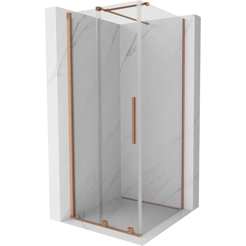 Mexen Velar 120 x 120 cm verschiebbare Duschkabine, transparent, gebürstetes Kupfer - 871-120-120-01-65