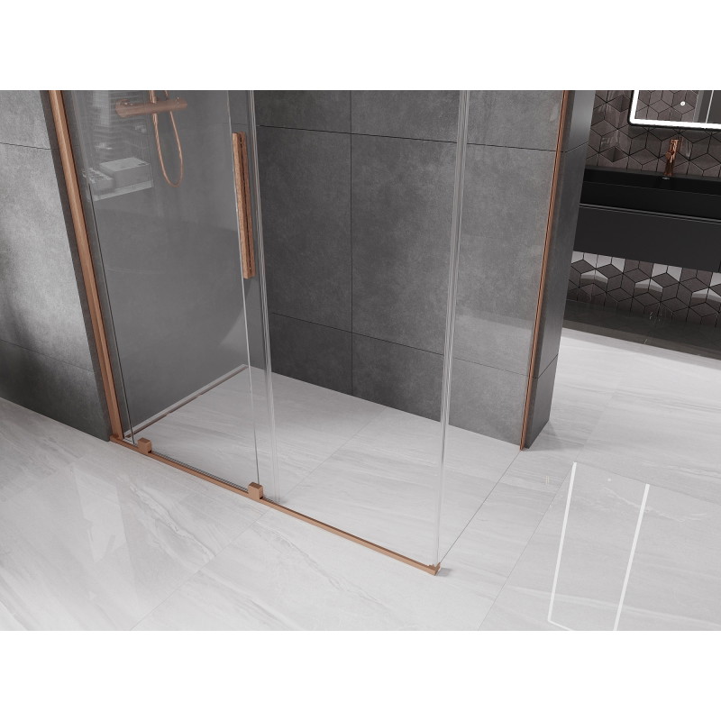 Mexen Velar Schiebedusche 140 x 75 cm, transparent, gebürstetes Kupfer - 871-140-075-01-65