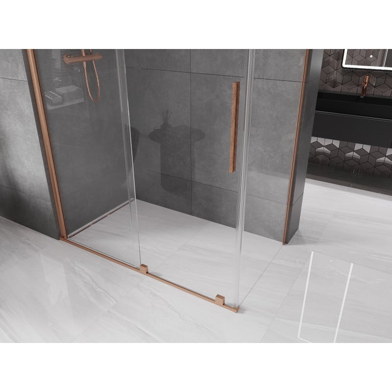 Mexen Velar Duschkabine Schiebetür 140 x 80 cm, transparent, gebürstetes Kupfer - 871-140-080-01-65
