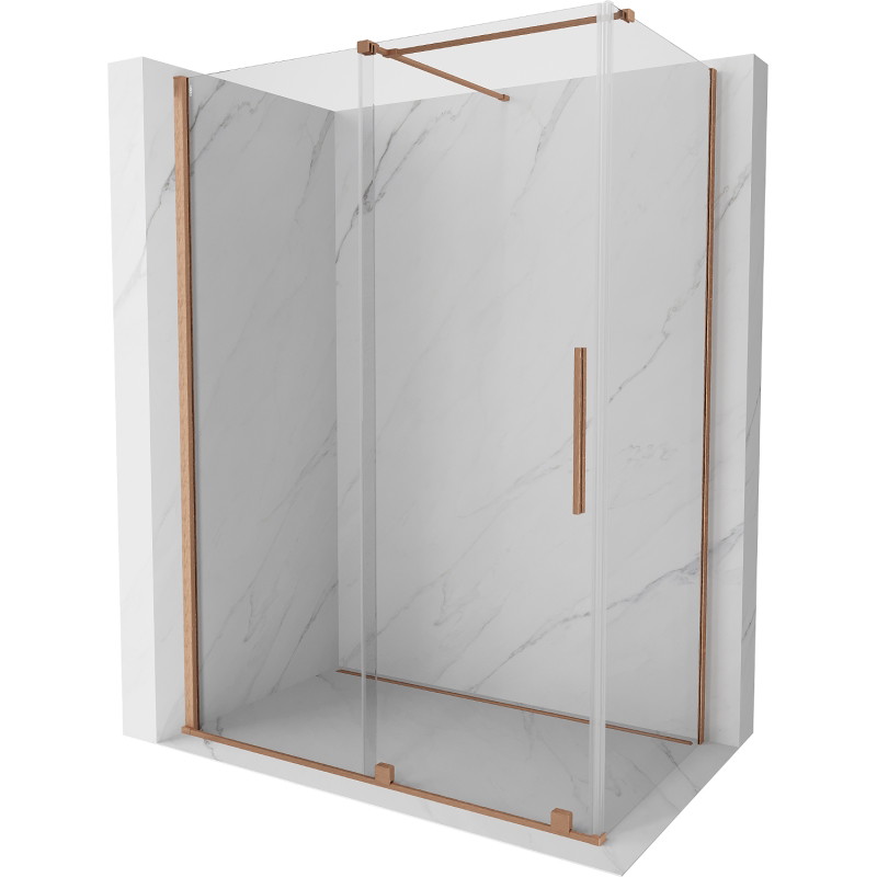 Mexen Velar Schiebedusche 150 x 70 cm, transparent, gebürstetes Kupfer - 871-150-070-01-65