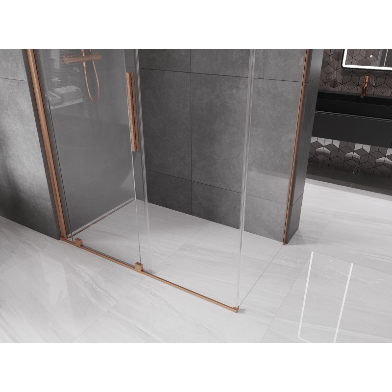 Mexen Velar Duschkabine zum Schieben 150 x 85 cm, transparent, gebürstetes Kupfer - 871-150-085-01-65