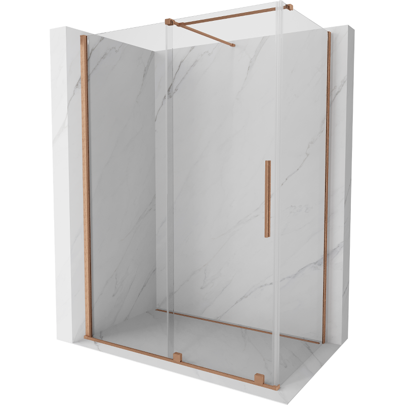 Mexen Velar Duschkabine Schiebetür 160 x 80 cm, transparent, gebürstetes Kupfer - 871-160-080-01-65