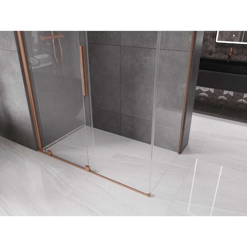Mexen Velar Duschkabine, verschiebbar, 160 x 85 cm, transparent, gebürstetes Kupfer - 871-160-085-01-65