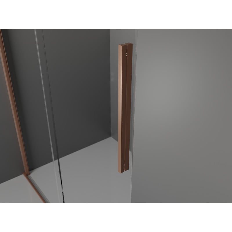 Mexen Velar Duschkabine schiebbar 160 x 100 cm, transparent, gebürstetes Kupfer - 871-160-100-01-65