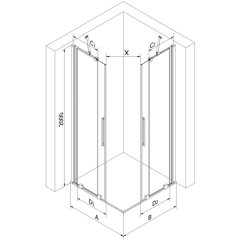 Mexen Velar Duo Duschkabine, Schiebetür 80 x 80 cm, transparent, Roségold - 871-080-080-02-60