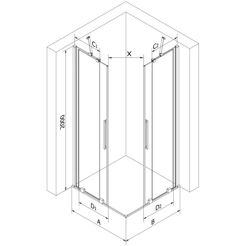 Mexen Velar Duo Schiebetür-Duschkabine 90 x 90 cm, transparent, gebürstetes Gun Grey - 871-090-090-02-66