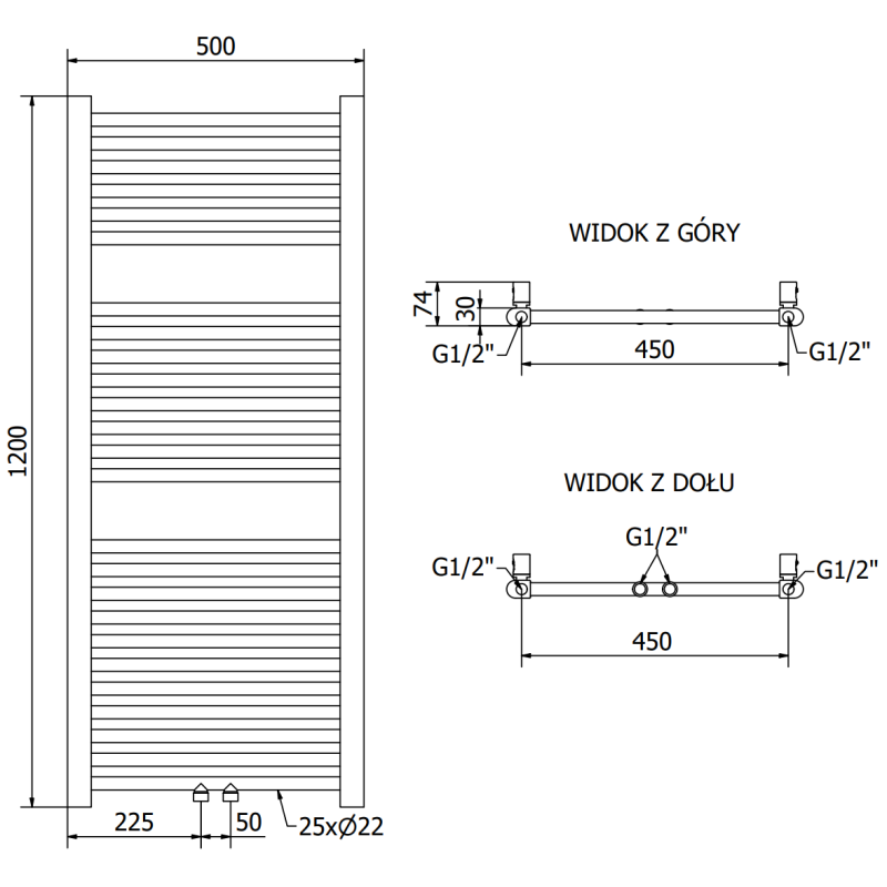 Mexen Mars Badheizkörper 1200 x 500 mm, 528 W, weiß - W110-1200-500-00-20