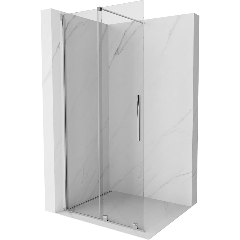 Mexen Velar Schiebetür-Duschwand Walk-in 85 x 200 cm, transparent 8 mm, Chrom - 871-085-000-03-01