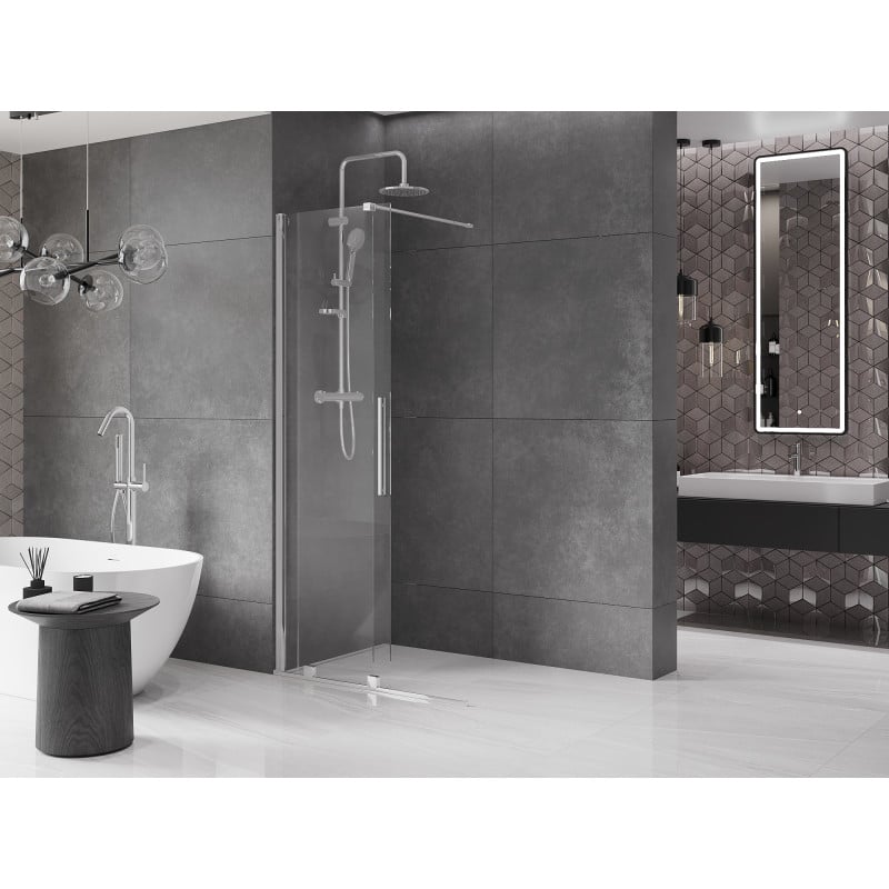 Mexen Velar Schiebeduschwand Walk-in 100 x 200 cm, transparent 8 mm, Chrom - 871-100-000-03-01