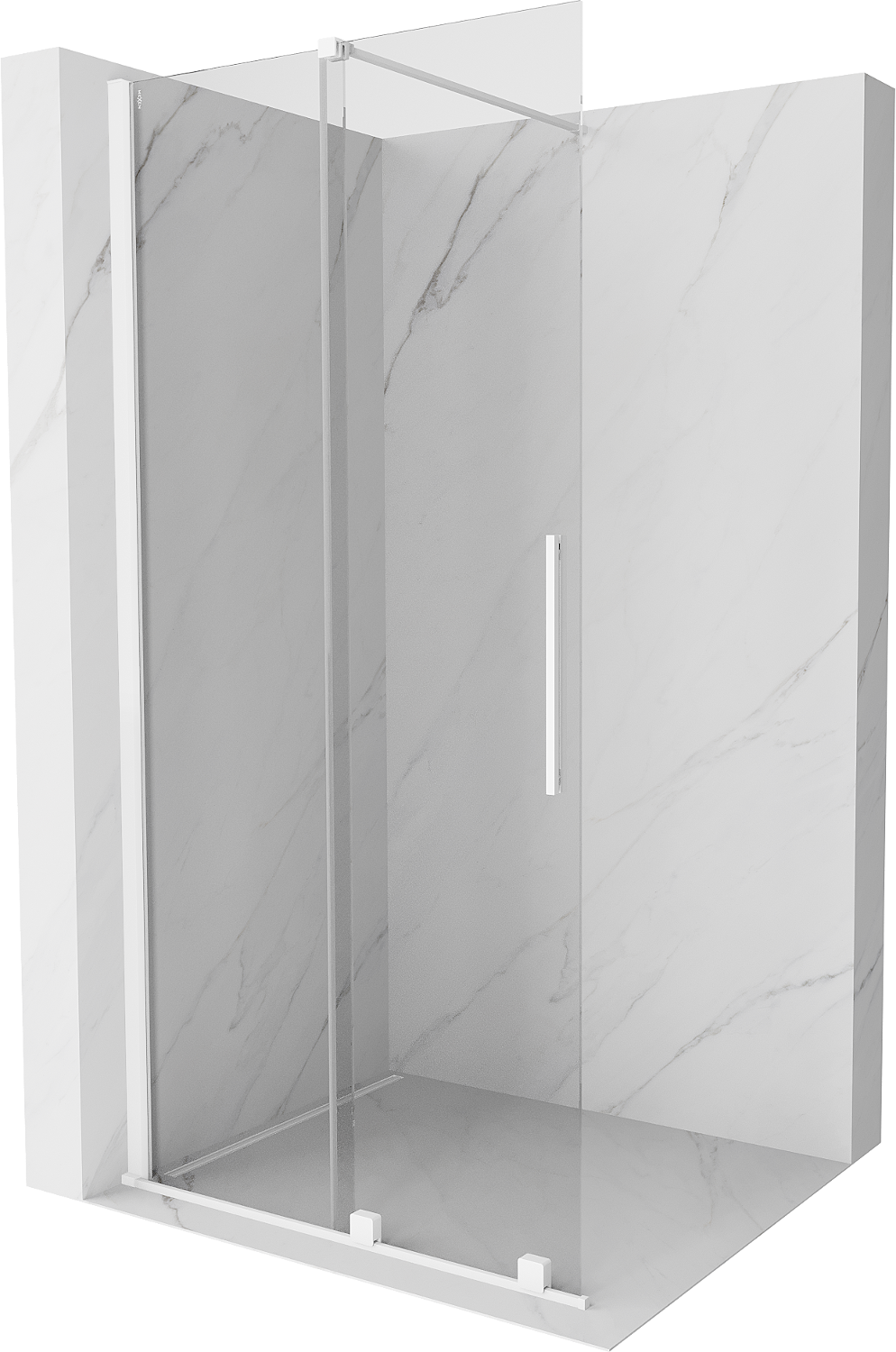 Mexen Velar Duschwand falchend Walk-in 70 x 200 cm, transparent 8 mm, weiß - 871-070-000-03-20