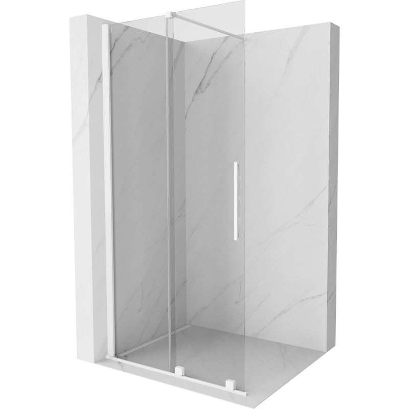 Mexen Velar Schiebetür-Duschwand Walk-in 75 x 200 cm, transparent 8 mm, weiß - 871-075-000-03-20